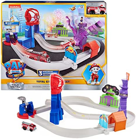 Flash Sale 😀 True Metal Total City Rescue Movie Track Set With Exclusive Marshall Vehicle 1:55 Scale Kids Toys For Ages 3 And Up 🧨