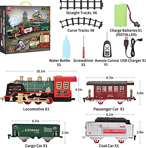 Buy 🎁 Train Set – Rechargeable Battery And Remote – Around The ❄ Christmas Tree With Water Steam Music &amp; Lights – Electric Train Toy Gift Toys For Age 3 4 5 6 7 8+ Kids Toddlers 2022 Remote Control Train Se ✔️