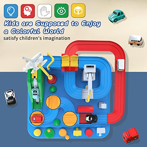 Best Sale 🥰 Preschool Educational Car Toys Gifts Puzzle Car Race Tracks Race Track Toys For Boy Car Adventure Toy For 3 4 5 6 7 8 Years Old Kids (Blue Helicopter Car) ✨