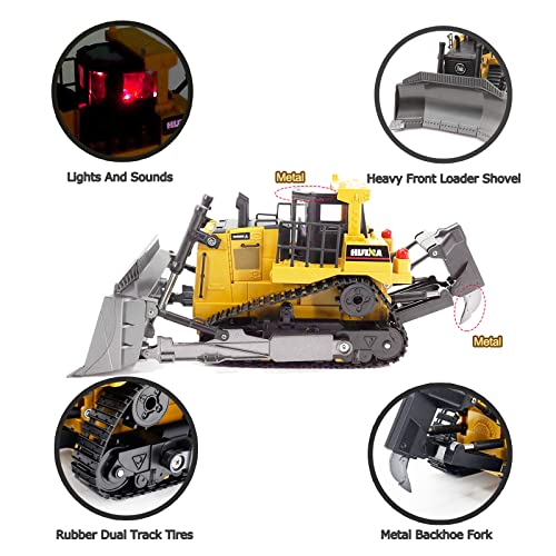 Buy ✔️ Bnam Remote Control Bulldozer RC 1/16 Full Functional Construction Vehicle 2.4Ghz 9 Channel Dozer Front Loader Toy With Light And Sound For Kids Age 6 7 8 9 10 And Up Years Old ✨