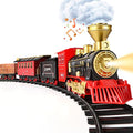 Cheap 🤩 Train Set – Train Toy For Boys 👧 Girls W/ Smokes Lights &amp; Sound Railway Kits W/ Steam Locomotive Engine Cargo Cars &amp; Tracks 🎁 Christmas Gifts For 3 4 5 6 7 8+ Year Old Kids Red 😍