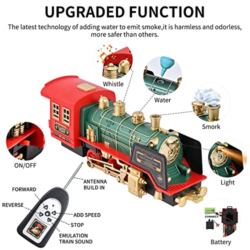 Buy 🎁 Train Set – Rechargeable Battery And Remote – Around The ❄ Christmas Tree With Water Steam Music &amp; Lights – Electric Train Toy Gift Toys For Age 3 4 5 6 7 8+ Kids Toddlers 2022 Remote Control Train Se ✔️