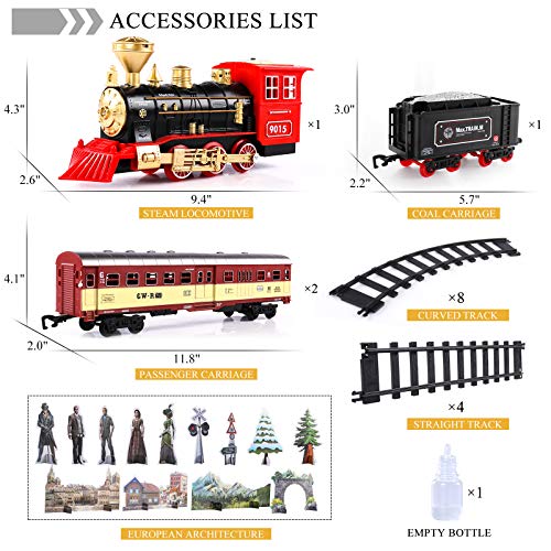 Cheap 😀 Train Sets With Steam Locomotive Engine Cargo Car And Tracks Battery Powered Play Set Toy W/ Smoke Light &amp; Sounds For Kids Boys &amp; 👧 Girls 3 4 5 6 7 Years Old 😍