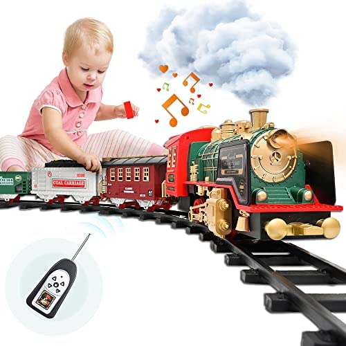 Buy 🎁 Train Set – Rechargeable Battery And Remote – Around The ❄ Christmas Tree With Water Steam Music &amp; Lights – Electric Train Toy Gift Toys For Age 3 4 5 6 7 8+ Kids Toddlers 2022 Remote Control Train Se ✔️