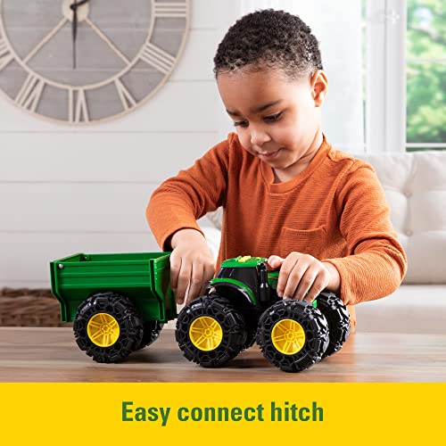 Best Sale 👍 Toddler Toys Lights And Sounds Monster Treads Tractor Toy With Wagon 8 Inch Green Ages 3+  Red 🥰