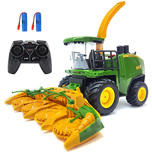 Best deal 😀 Remote Control Trucks Tractor Toy For Kids – 1:24 Rc Silage Harvester With Smoke Construction Vehicle Farm Tractors With Lights &amp; Sounds ❄ Christmas 🥳 Birthday Presents For Boys &amp; 👧 Girls 3-8 Years Old ❤️