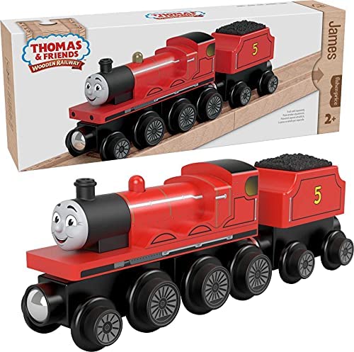 Cheap 👍 Wooden Railway James Engine And Coal Car Push-Along Train Made From Sustainably Sourced Wood For Kids 2 Years And Up 🛒
