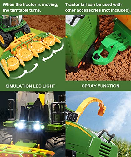 Best deal 😀 Remote Control Trucks Tractor Toy For Kids – 1:24 Rc Silage Harvester With Smoke Construction Vehicle Farm Tractors With Lights &amp; Sounds ❄ Christmas 🥳 Birthday Presents For Boys &amp; 👧 Girls 3-8 Years Old ❤️