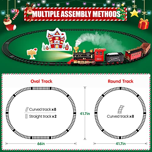 Cheap 🤩 Train Set – Train Toy For Boys 👧 Girls W/ Smokes Lights &amp; Sound Railway Kits W/ Steam Locomotive Engine Cargo Cars &amp; Tracks 🎁 Christmas Gifts For 3 4 5 6 7 8+ Year Old Kids Red 😍