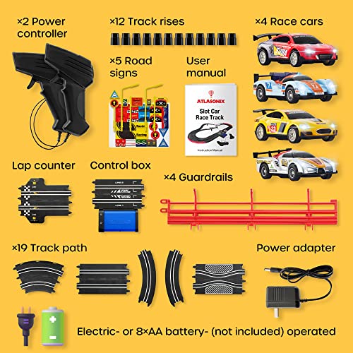 Coupon 👍 Slot Car Race Track Sets – Battery Or Electric Race Car Track With 4 Cars Dual Electric Race Track W/ 2 Remotes Lap Counter &amp; Lights For 👧 Girls &amp; Boys Age 8-12 ❤️