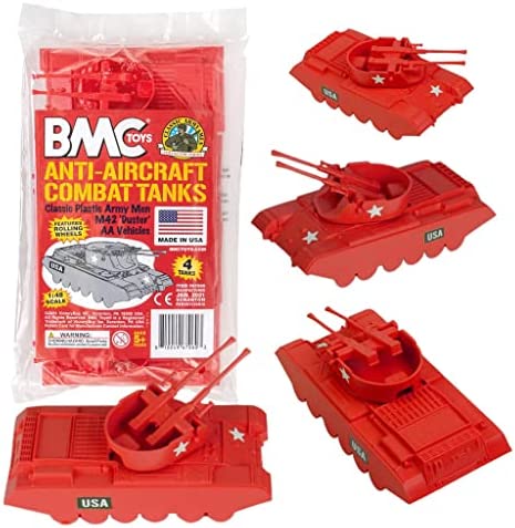 Promo ⭐ Lassic Payton Anti-Aircraft Tanks – 4pc Tan Green Plastic Army Men Vehicle 😉