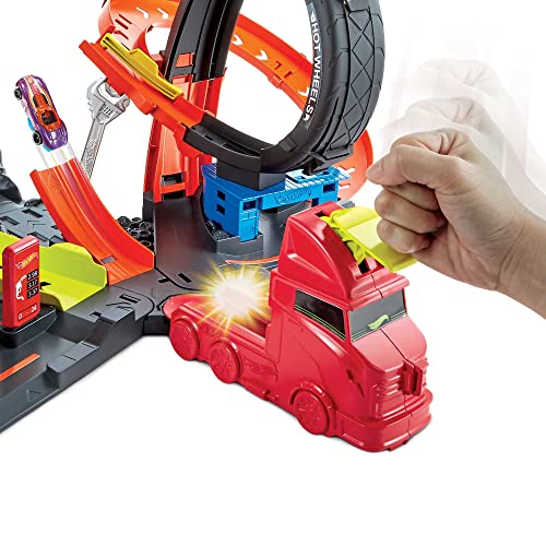 Cheap ⭐ Toxic Gorilla Slam Gas Station &amp; Tire Repair Shop Playset With Adjustable Launcher Lights &amp; Sounds &amp; 1 1:64 Scale Car Connects To Other Track Sets Gift For Kids 5 Years Old &amp; Up 💯