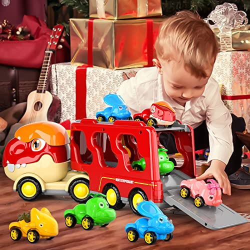 New ❤️ Dinosaur Truck Toys For Kids 3-5 Years  Cars Toys For Toddler 1-3  6 In 1 Jurassic Dinosaurs Trucks Toys  Semi Truck Toy Car For Boys And 👧 Girls Age 2-3  Best Gift For Baby &amp; Toddler Toys 💯