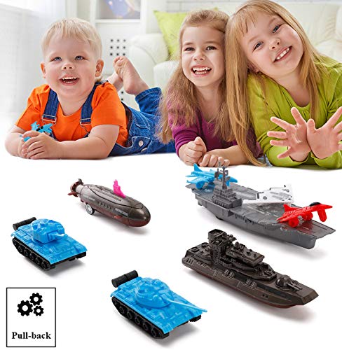 Buy 😍 Aircraft Carrier Pullback Mini Military Toy Playset With Fighter Jets Stealth Bomber Tank Warship Submarine (8 Pieces) 👏