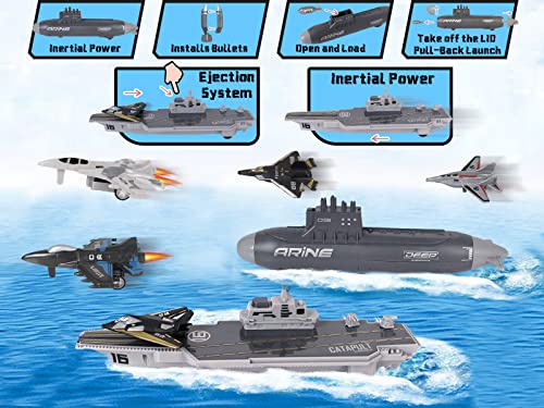 Best deal 🥰 Aircraft Carrier Military Naval Ship Toy Play Set With Small Scale Model Planes Fighter Jets Battleship And Supply Ship For Kids Boy Girl Age 5+ Party Favors Gifts Naval Ship-02 🌟