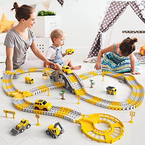 Wholesale 🔥 IHaHa 236 PCS Construction Toys Race Tracks For Boys Kids Toys 6 PCS Construction Car And Flexible Track Playset Create A Engineering Road For 3 4 5 6 Year Old Boys 👧 Girls Toys ⭐