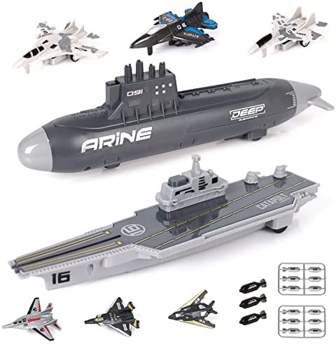 Best deal 🥰 Aircraft Carrier Military Naval Ship Toy Play Set With Small Scale Model Planes Fighter Jets Battleship And Supply Ship For Kids Boy Girl Age 5+ Party Favors Gifts Naval Ship-02 🌟
