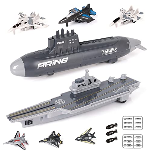 Best deal 🥰 Aircraft Carrier Military Naval Ship Toy Play Set With Small Scale Model Planes Fighter Jets Battleship And Supply Ship For Kids Boy Girl Age 5+ Party Favors Gifts Naval Ship-02 🌟