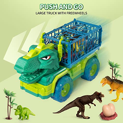 Budget 🔔 Dinosaur Truck Toys For Kids 3-5 Years Tyrannosaurus Transport Car Carrier Truck With 8 Dino Figures Activity Play Mat Dinosaur Eggs Capture Jurassic Dinosaur Play Set For Boys And 👧 Girls ⭐