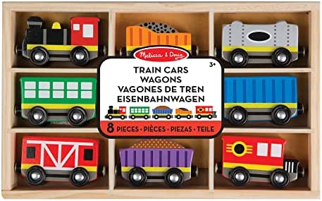 Brand new ⭐ Wooden Train Cars (8 Pcs) – Magnetic Train Wooden Train Toys Train Sets For Toddlers And Kids Ages 3+ 🛒