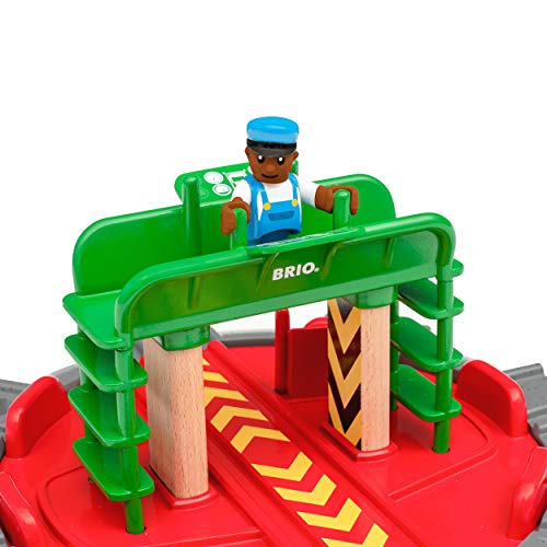 Promo 🔔 World 33476 – Turntable &amp; Figure – 2 Piece Wooden Toy Train Accessory For Kids Ages 3 And Up 👍