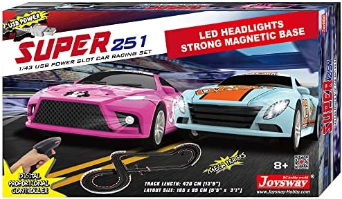 Best reviews of ⌛ : Super 251 USB Power Slot Car Racing Set LED Headlights Strong Magnetic Base Mechanical Lap Counter &amp; Powerbase Integrated As Combo Track For Ages 8 And Up 🥰