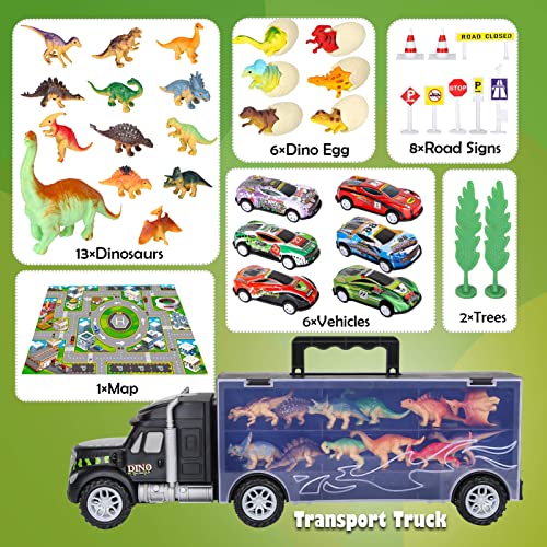 Coupon ⌛ Dinosaur Toys For Kids 3-5 Dinosaur Truck Carrier Transport Truck Dinosaurs Toys For Boys And 👧 Girls 3 4 5 6 Years Old With Dino Eggs 23 Pcs Kids Toys Dinosaur 🌟