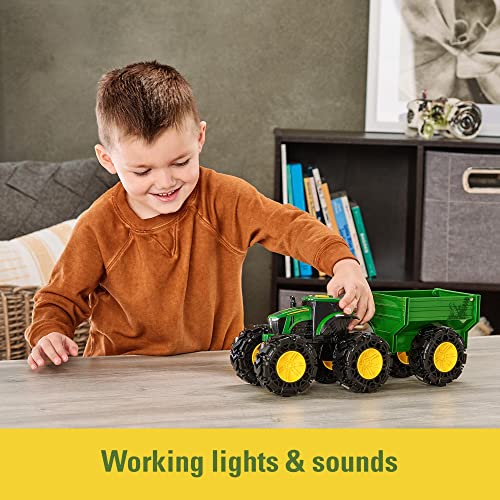 Best Sale 👍 Toddler Toys Lights And Sounds Monster Treads Tractor Toy With Wagon 8 Inch Green Ages 3+  Red 🥰