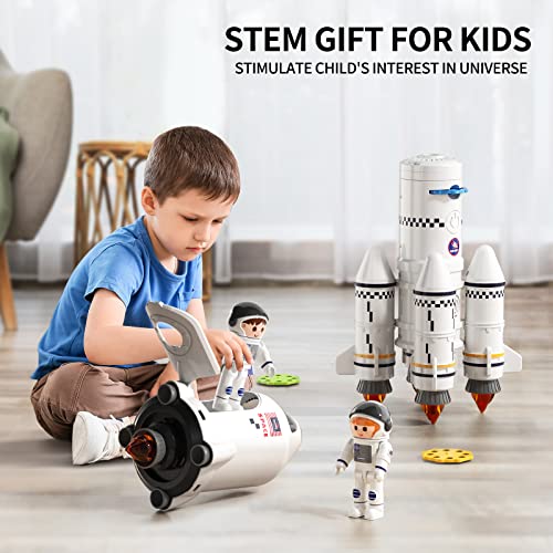 New 🌟 Space Shuttle Rocket Toys For 3 4 5 6 7 8 9 Years Old Kids Science Educational Toys 5-in-1 STEM Aerospace Toys With 2 Astronauts Projection Lamp Space Adventure Toys Gift For Boys 👧 Girls 3+ 🧨