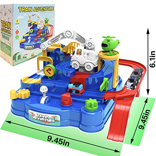 New 🤩 Toddler Race Track Kids Boy Car Toys Age 3 4 Year Old Boys 👧 Girls Preschool Puzzle Rail Car Adventure City Rescue Game Parking Garage Playset 🥳 Birthday Educational Gifts For Kids Ages 3 4 5 6 Years Old 😍