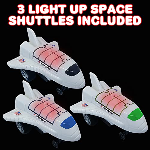 New 😉 Light Up Space Shuttle Toys Battery Operated Spaceship Toy With LEDs Sound And Push And Go Motion NASA Toys Outer Space Shuttle Toy Gifts For Boys And 👧 Girls Set Of 3 👍