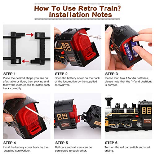 Cheapest 😉 Electric 🔔 Christmas Train Set For Kids Battery-Powered Train Toys With Sounds Include 4 Cars And 10 Tracks Classic Toy Train Set For 3 4 5 6 Years Old Boys 👧 Girls 🤩