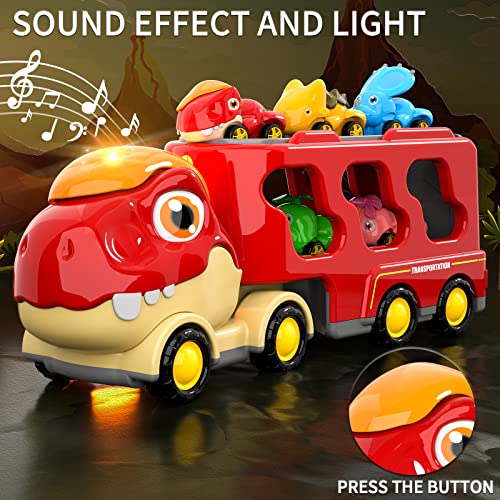 New ❤️ Dinosaur Truck Toys For Kids 3-5 Years  Cars Toys For Toddler 1-3  6 In 1 Jurassic Dinosaurs Trucks Toys  Semi Truck Toy Car For Boys And 👧 Girls Age 2-3  Best Gift For Baby &amp; Toddler Toys 💯