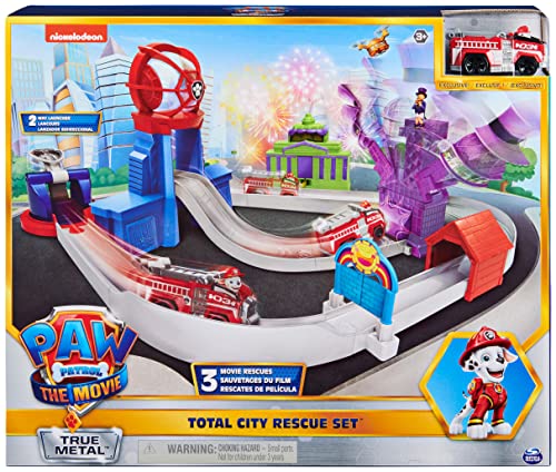 Flash Sale 😀 True Metal Total City Rescue Movie Track Set With Exclusive Marshall Vehicle 1:55 Scale Kids Toys For Ages 3 And Up 🧨