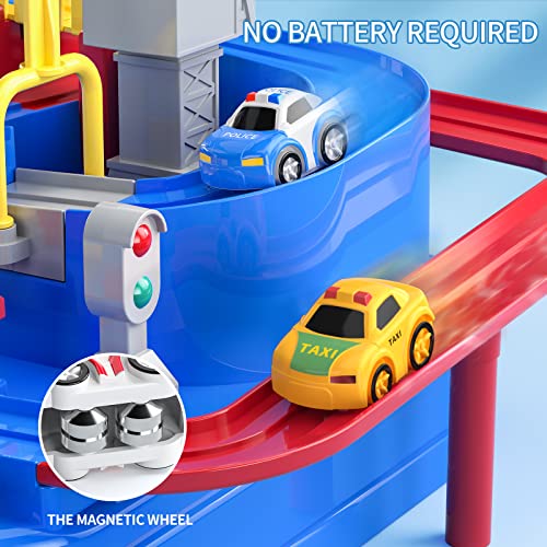 Best Pirce 🧨 Kids Race Track Toys For Boy Car Adventure Toy For 3 4 5 6 7 Years Old Boys 👧 Girls Puzzle Rail Car City Rescue Playsets Magnet Toys W/ 3 Mini Cars Preschool Educational Car Games Gift Toys 🌟