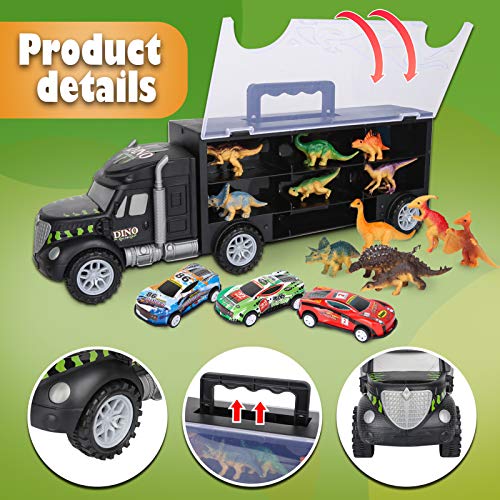 Coupon ⌛ Dinosaur Toys For Kids 3-5 Dinosaur Truck Carrier Transport Truck Dinosaurs Toys For Boys And 👧 Girls 3 4 5 6 Years Old With Dino Eggs 23 Pcs Kids Toys Dinosaur 🌟