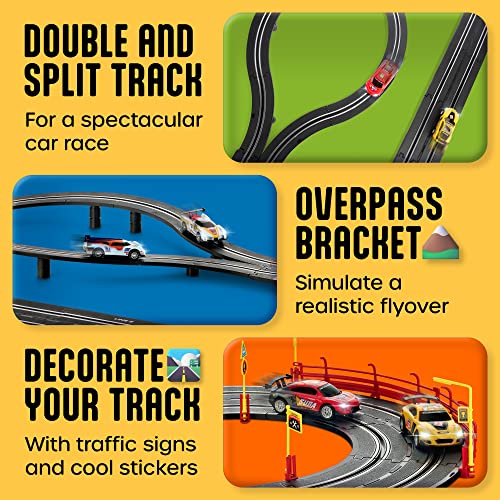 Coupon 👍 Slot Car Race Track Sets – Battery Or Electric Race Car Track With 4 Cars Dual Electric Race Track W/ 2 Remotes Lap Counter &amp; Lights For 👧 Girls &amp; Boys Age 8-12 ❤️