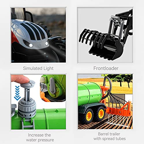 Coupon 🔔 Remote Control Tractor Toy RC Truck With Trailer Farm Vehicle Toys Barrel Trailer With Spread Tubes Frontloader 1/24 Scale 2.4Ghz Farm Playset Toy For Kids Age 5 6 7 8 9 Up Years Old… ✨