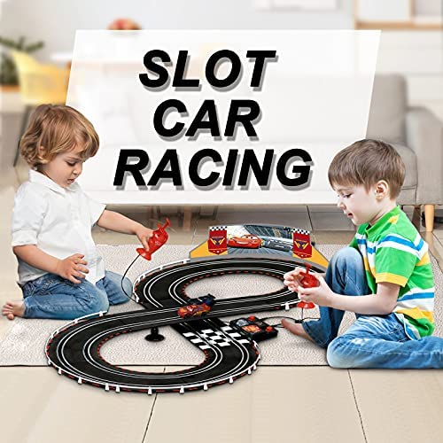Cheapest 🔥 Electric Racing Tracks Loop Circuit Track Set Lightning McQueen Toys And Storm Battery-Powered Including 2 Slot Cars 1:43 Scale With Dual Racing And 2 Controllers ✔️
