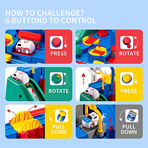 Best Pirce 🧨 Kids Race Track Toys For Boy Car Adventure Toy For 3 4 5 6 7 Years Old Boys 👧 Girls Puzzle Rail Car City Rescue Playsets Magnet Toys W/ 3 Mini Cars Preschool Educational Car Games Gift Toys 🌟