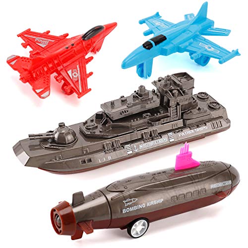 Buy 😍 Aircraft Carrier Pullback Mini Military Toy Playset With Fighter Jets Stealth Bomber Tank Warship Submarine (8 Pieces) 👏