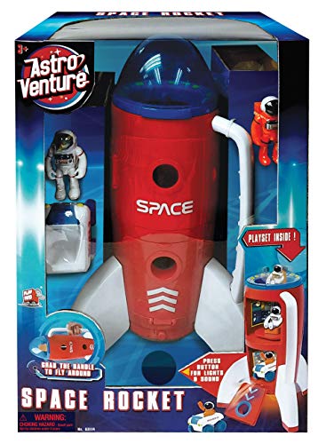 New ⭐ Spaceship Rocket Toy Playset With 2 Astronauts And Rover Vehicle – Lights And Sound Effects Plus Carrying Handle For Blasting To The Moon And Flying Back – Play And Explore Space Toy ⌛