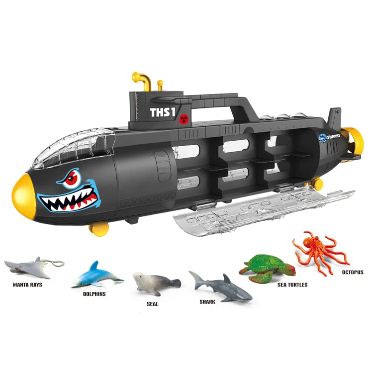 Brand new 😀 Submarine Toy Shark Car Vehicle Toy W/ 6 Sea Animals And Storage Toys For 3 4 5 6 7 Year Old Ki 🌟