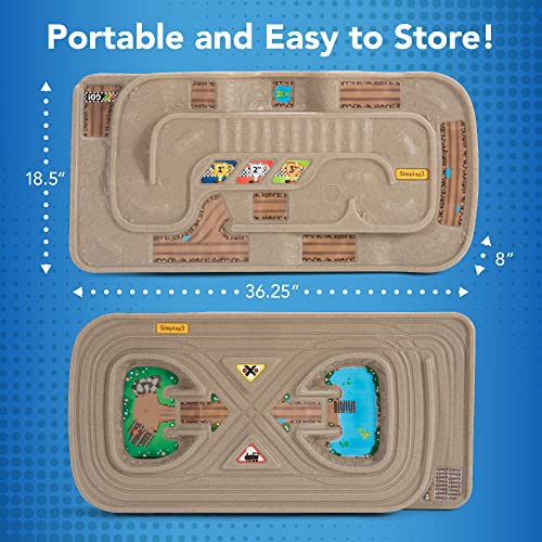 Flash Sale 🧨 Portable Carry And Go Kids Race Track Toy Car Train Table 2-Sided No Assembly For Children 3 4 5 6 7 Years Old Boys 👧 Girls Made In USA 🌟