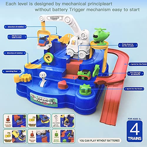 New 🤩 Toddler Race Track Kids Boy Car Toys Age 3 4 Year Old Boys 👧 Girls Preschool Puzzle Rail Car Adventure City Rescue Game Parking Garage Playset 🥳 Birthday Educational Gifts For Kids Ages 3 4 5 6 Years Old 😍