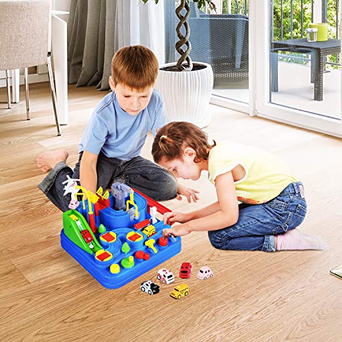 Cheapest 🧨 Car Adventure Toys For Kids City Rescue Playsets Magnet Toys W/ 5 Mini Cars Puzzle Rail Car Preschool Educational Car Games Gift For 3 4 5 6 7 Year Old Boys 👧 Girls ✨