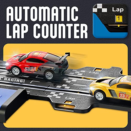 Coupon 👍 Slot Car Race Track Sets – Battery Or Electric Race Car Track With 4 Cars Dual Electric Race Track W/ 2 Remotes Lap Counter &amp; Lights For 👧 Girls &amp; Boys Age 8-12 ❤️