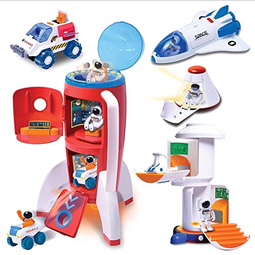 Flash Sale ⭐ Stro Venture Deluxe Space Playset Toy – Space Shuttle Space Station &amp; Capsule Space Rover &amp; Rocket W/Lights And Sound – Space Toys For Boys And 👧 Girls 🧨