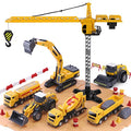 Promo 🛒 Construction Site Vehicles Toy Set Kids Engineering Playset Tractor Digger Crane Dump Trucks Excavator Cement Steamroller 🎂 Birthday Gift For 3 4 5 Year Old Toddlers Boys Child 🤩