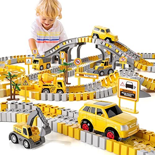 Wholesale 🔥 IHaHa 236 PCS Construction Toys Race Tracks For Boys Kids Toys 6 PCS Construction Car And Flexible Track Playset Create A Engineering Road For 3 4 5 6 Year Old Boys 👧 Girls Toys ⭐